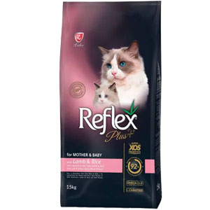 غذای خشک گربه مادر و بچه با طعم بره و برنج رفلکس پلاس 15 کیلوگرم