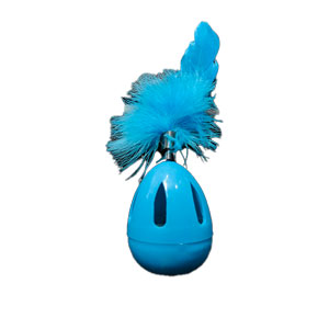 اسباب بازی گربه مدل تخم مرغی پر دار رنگ آبی
